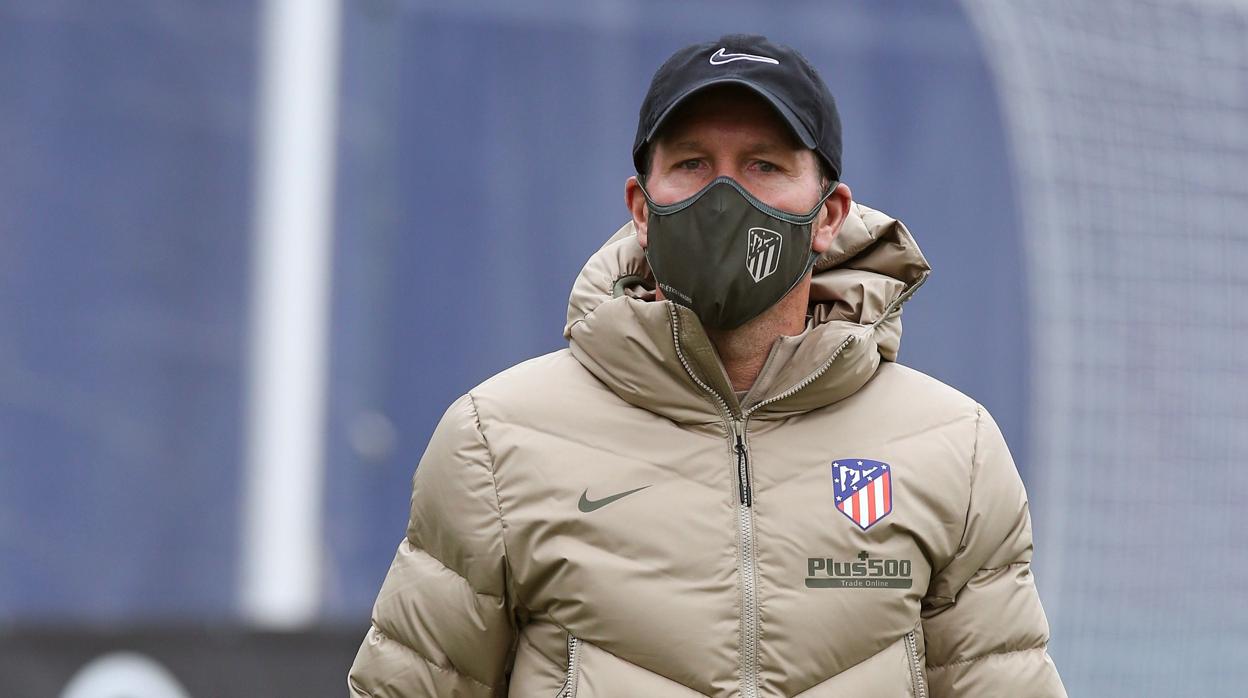 Simeone, en un entrenamiento del Atlético