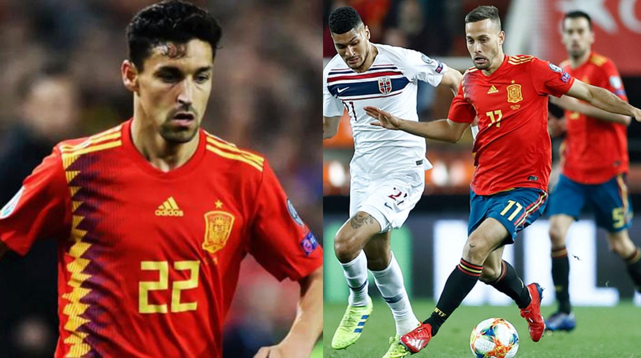 Jesús Navas y Sergio Canales, jugando con la selección española