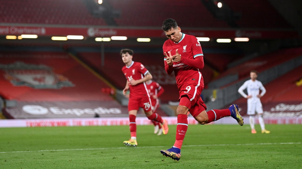 Firmino, delantero del Liverpool, durante el partido contra el Leicester del pasado domingo