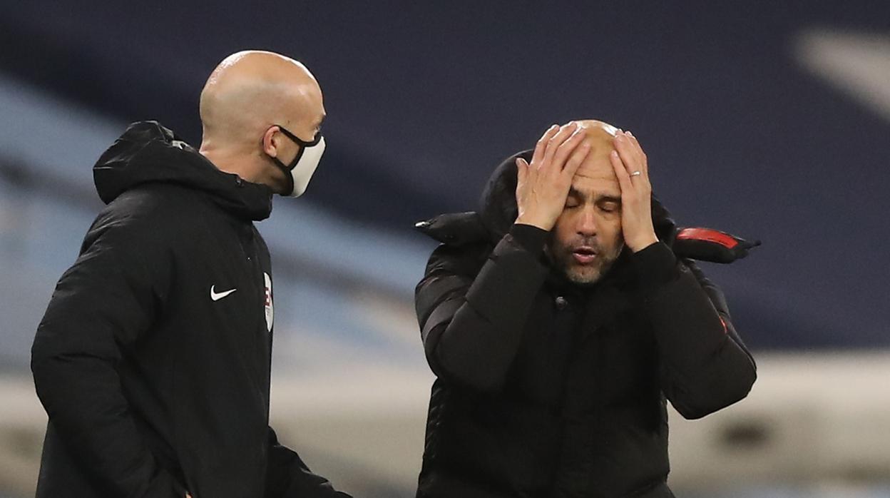 Guardiola, en los instantes finales del partido del pasado martes contra el West Bromwich Albion