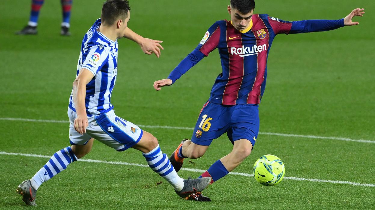 Pedri, en el último duelo de Liga frente a la Real Sociedad
