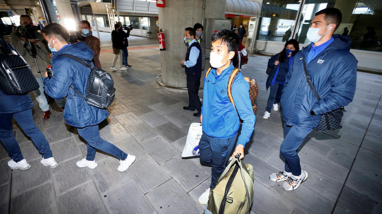 El Getafe ayer, a su llegada a Alicante para jugar contra el Elche