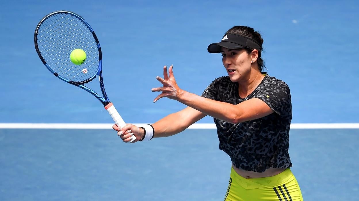 Muguruza, en un entrenamiento en Australia