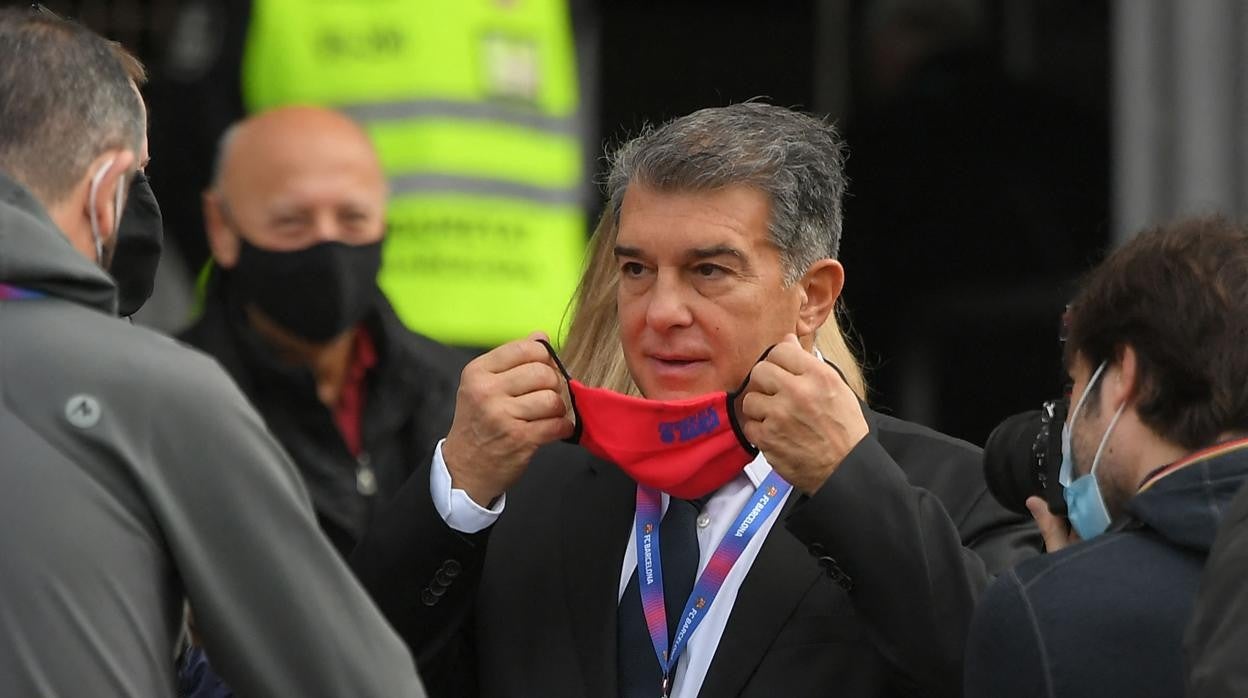 Joan Laporta, este domingo en el Camp Nou durante la jornada electoral