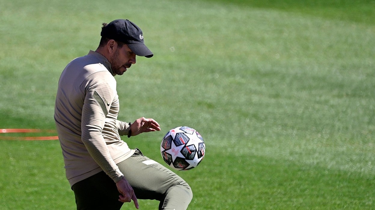 Simeone, durante el entrenamiento de este martes