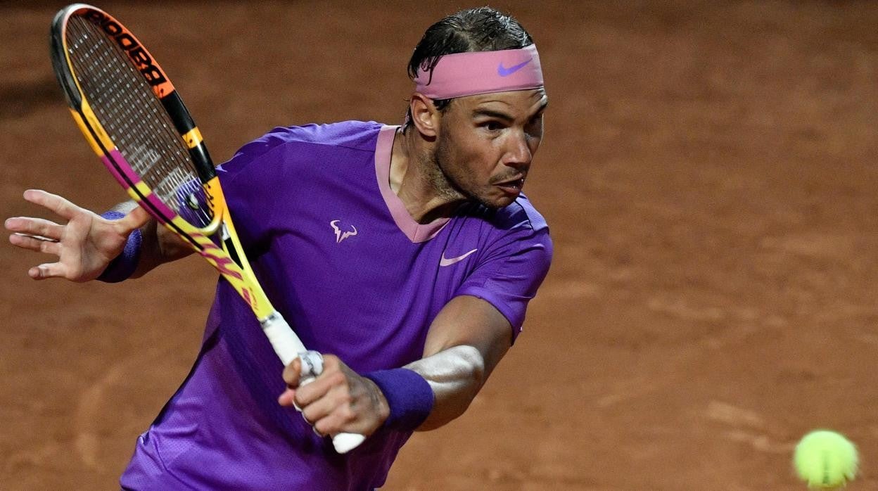 Nadal, durante el choque frente a Sinner en Roma