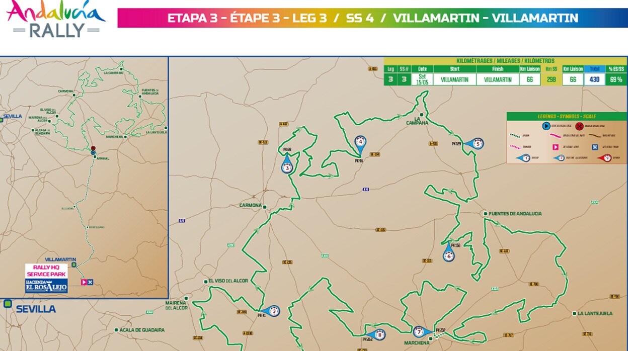 Mapa de la etapa 3 del Rally Andalucía 2021.
