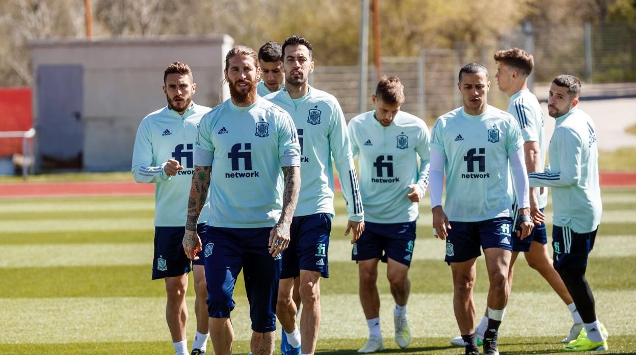 Los jugadores de la selección, el pasado marzo en Las Rozas