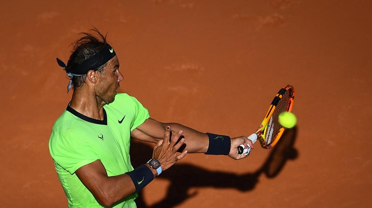 Nadal, durante su duelo con Popyrin