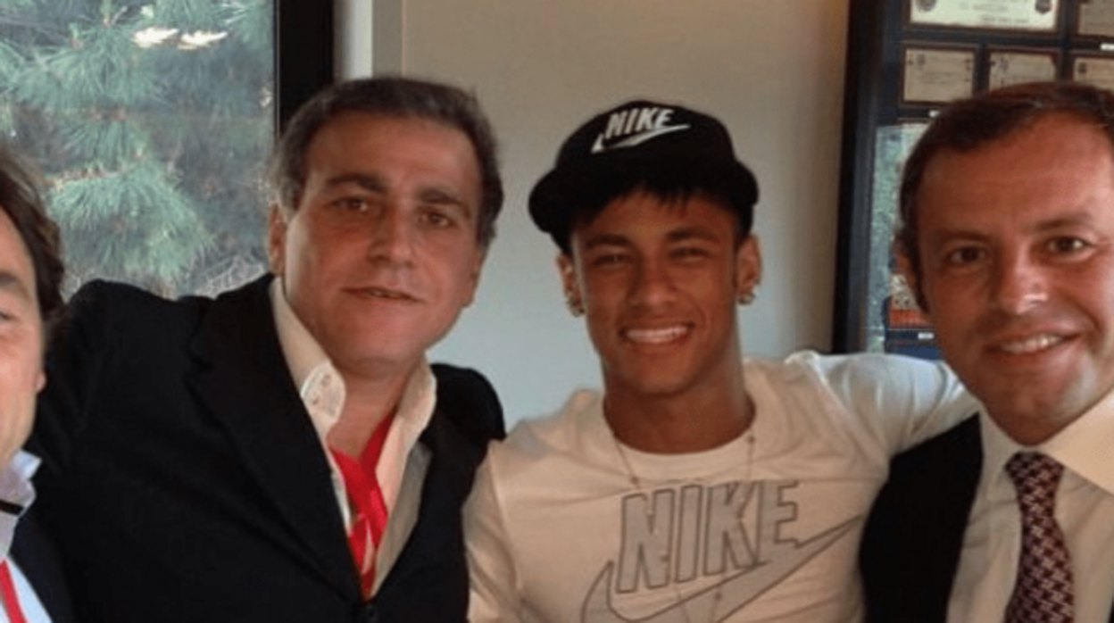 André Cury junto a Neymar y Sandro Rosell