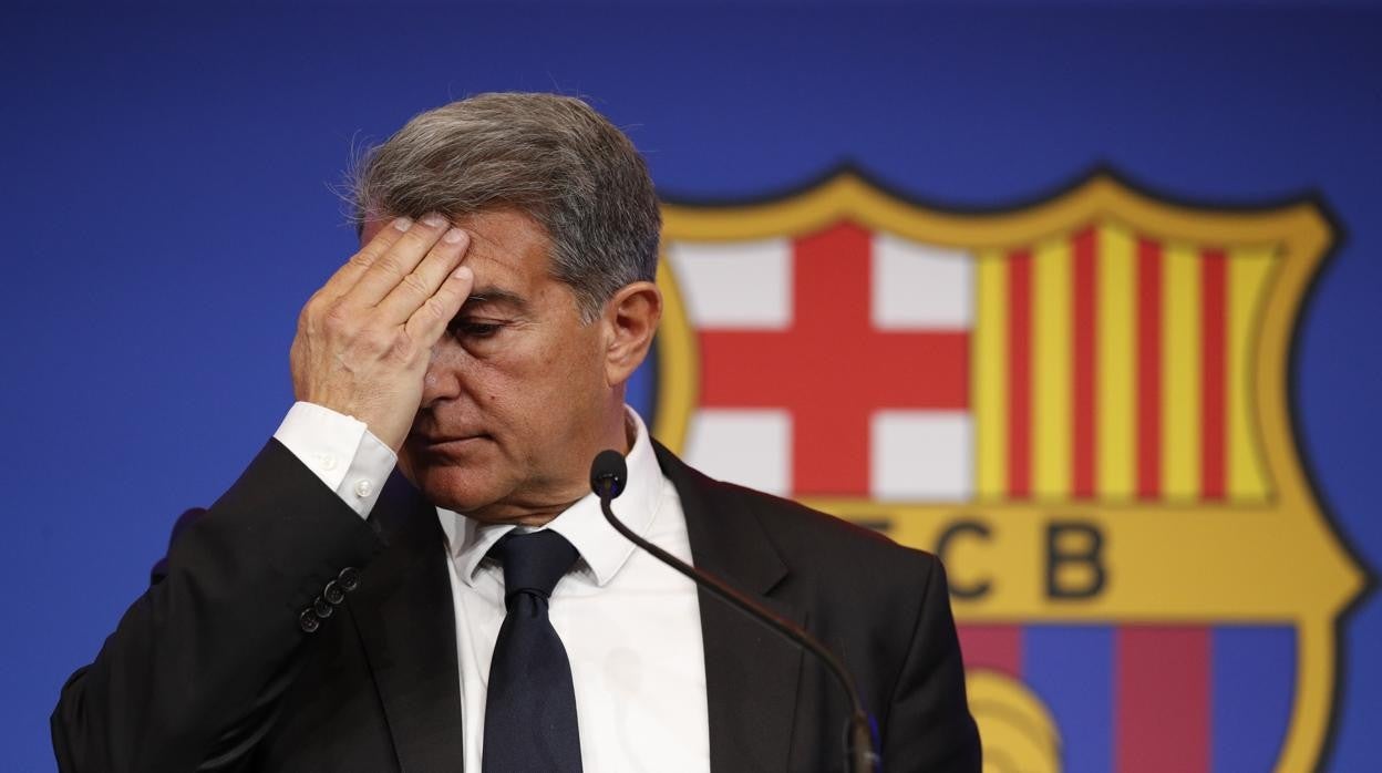 Joan Laporta, durante una comparecencia ante la prensa