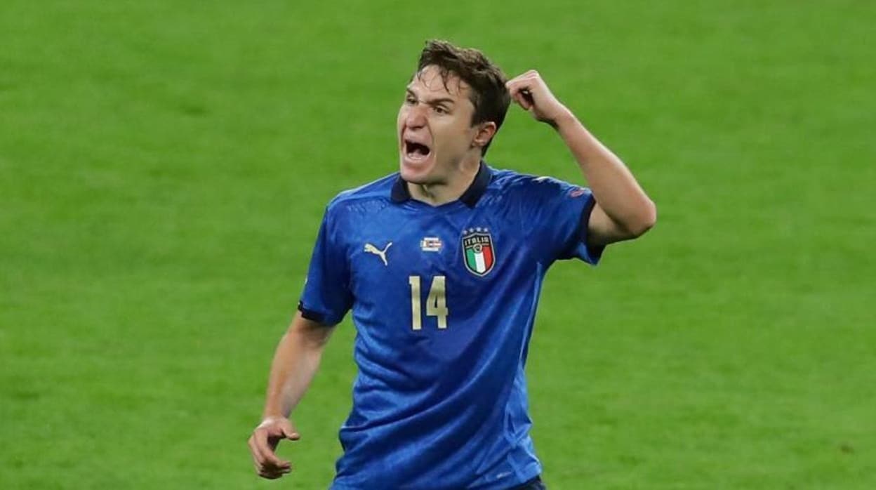 Federico Chiesa, autor del primer gol de Italia en los octavos de final ante Austria