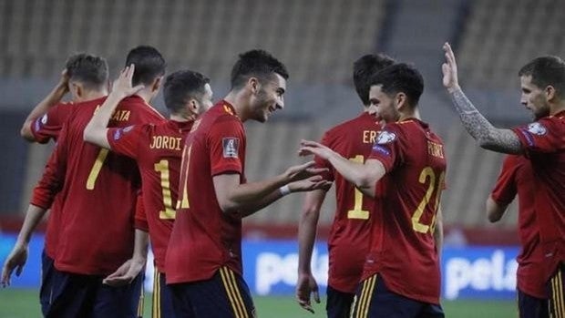 España celebra un gol