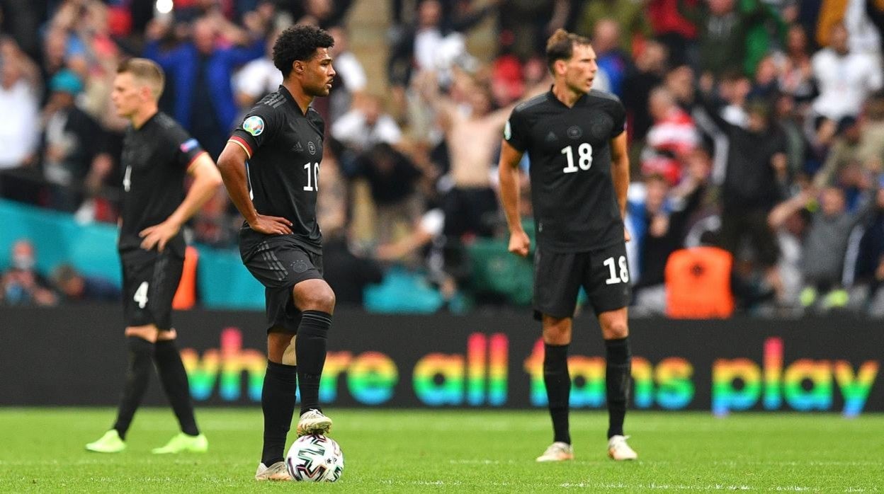 Los jugadores de la selección de Alemania, en el duelo de octavos frente a Inglaterra