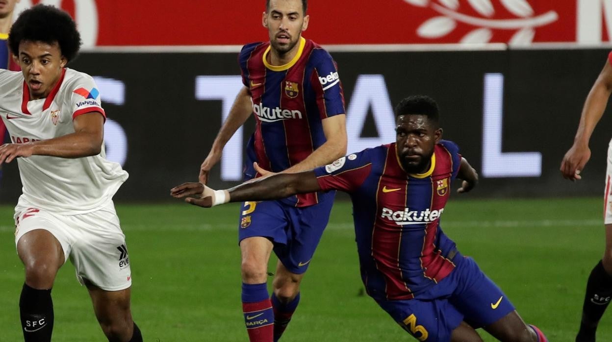 Samuel Umtiti durante un partido del Barcelona