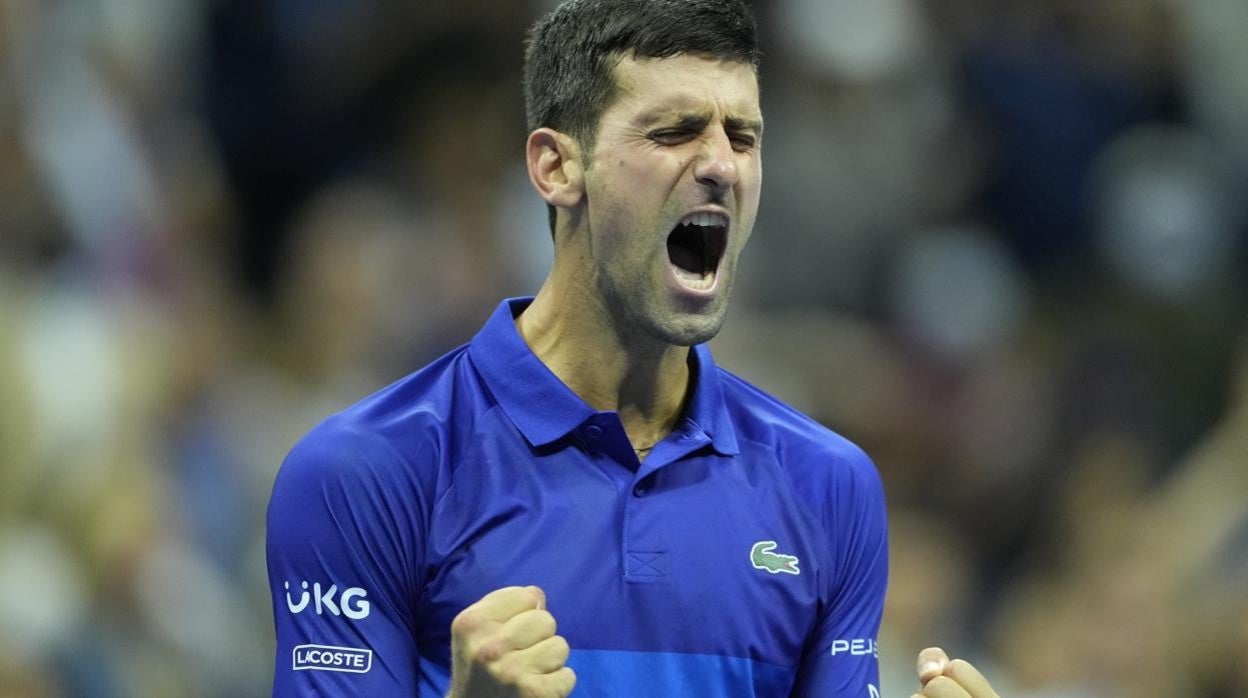 Novak Djokovic celebra su clasificación para la final del US Open