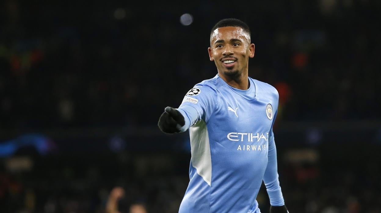 Gabriel Jesús celebrando su gol, el 2-1, ante el PSG