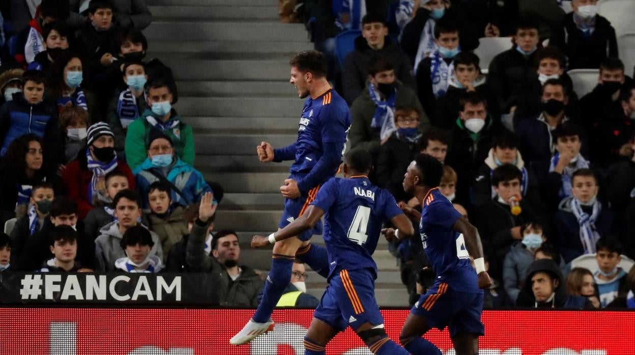 Luka Jovic, en Anoeta, anotó un gol y dio otro