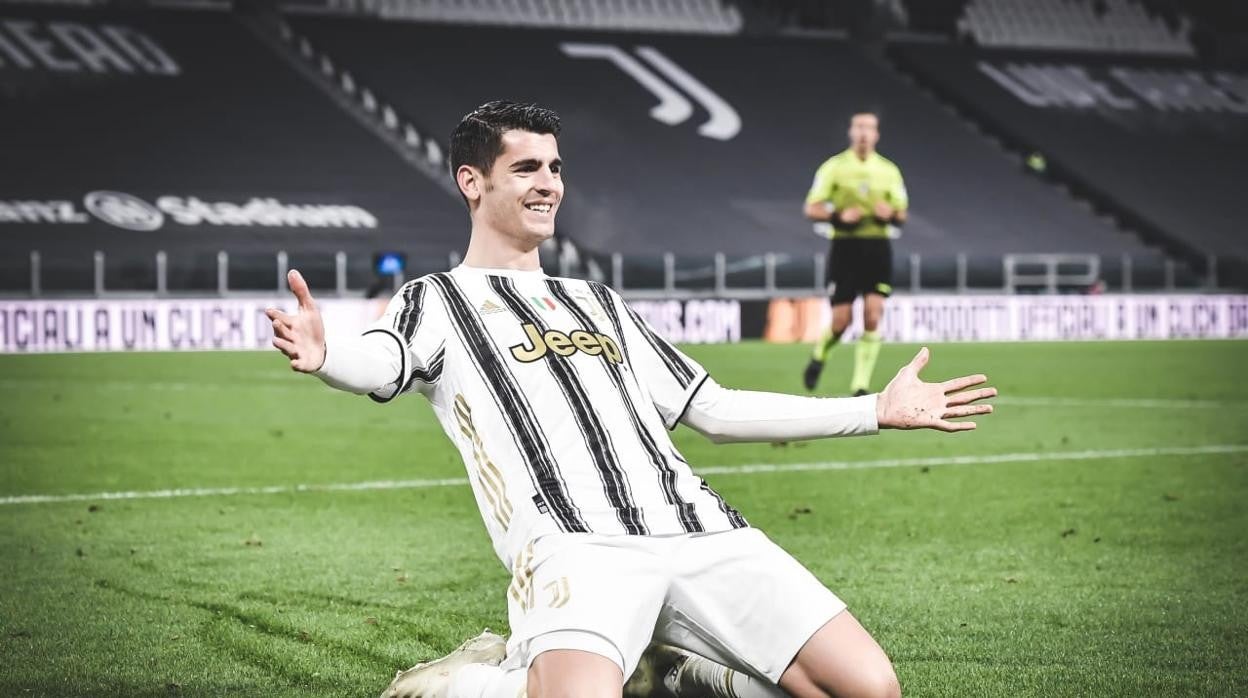 Álvaro Morata celebra un gol con la Juventus