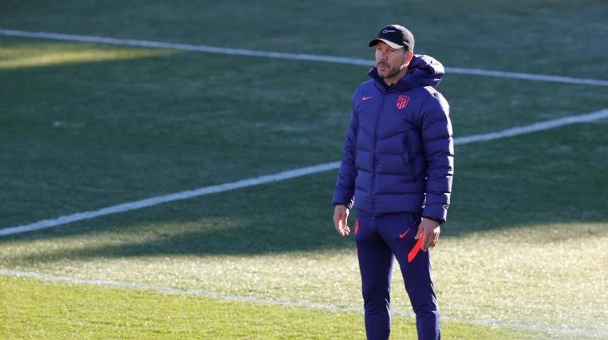 Simeone, durante un entrenamiento del Atlético