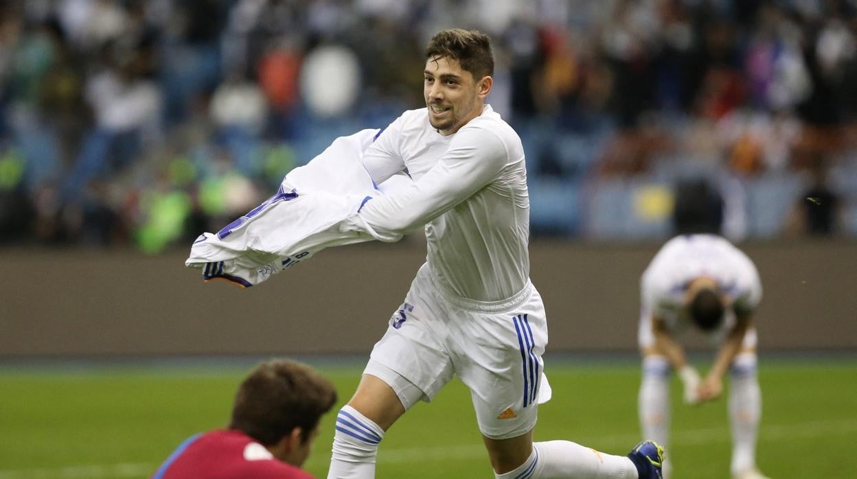 Valverde, tras anotar el gol de la victoria para el Madrid en la prórroga