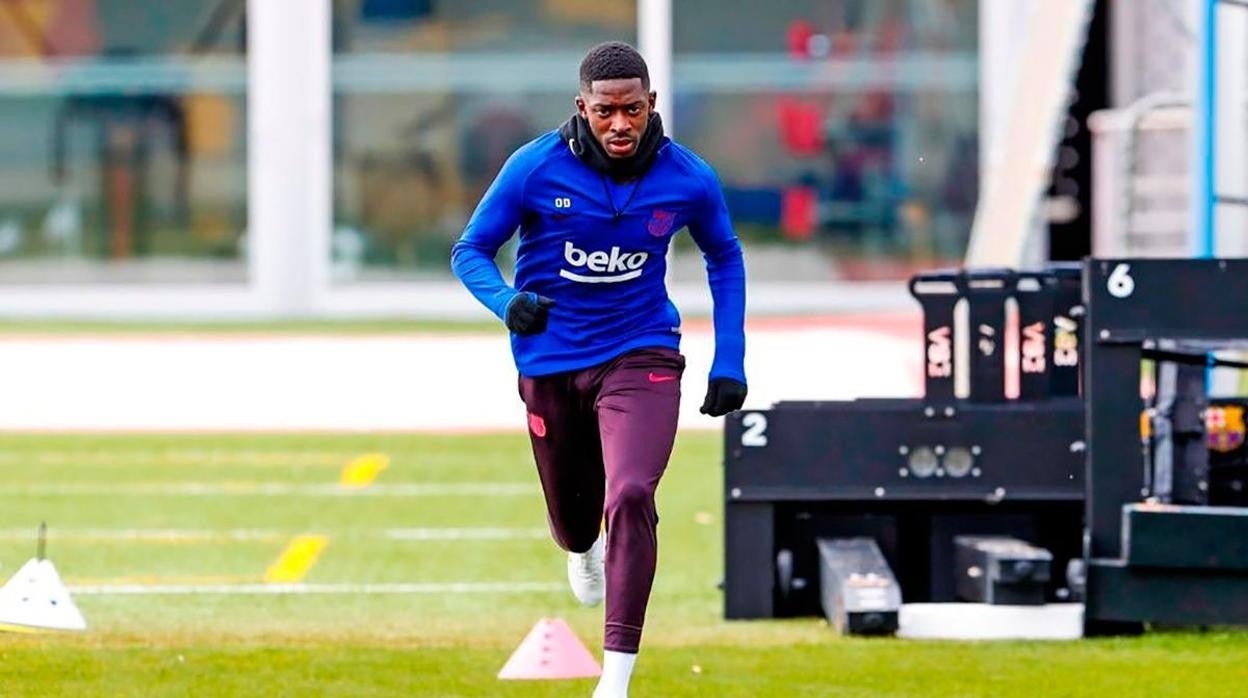 Ousmane Dembélé, durante un entrenamiento