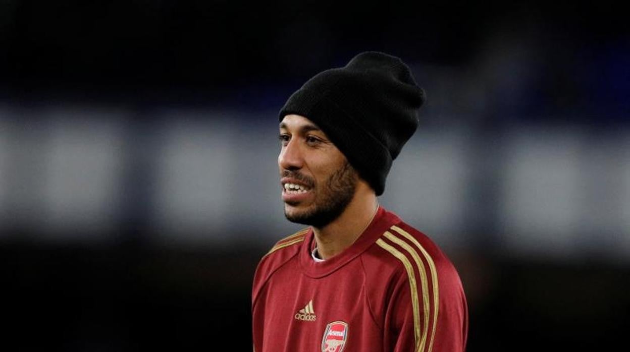 Aubameyang, antes de un parttido del Arsenal