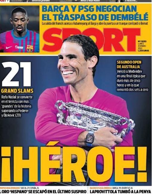 El marciano, héroe, Goat... Así se rinde la prensa nacional e internacional a Nadal