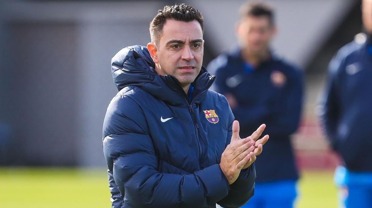 Xavi, durante el entrenamiento del Barcelona