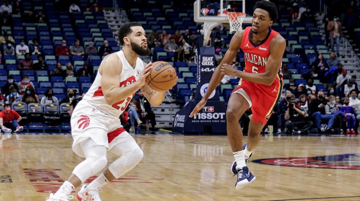 Fred VanVleetm de los Toronto Raptors, en un partido contra los Orlando Pelicans