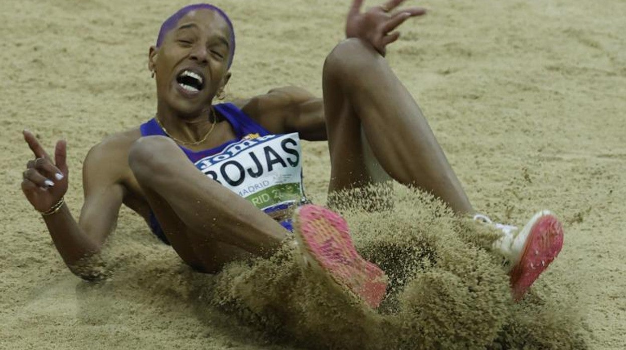 Yulimar Rojas, durante uno de sus saltos en Madrid