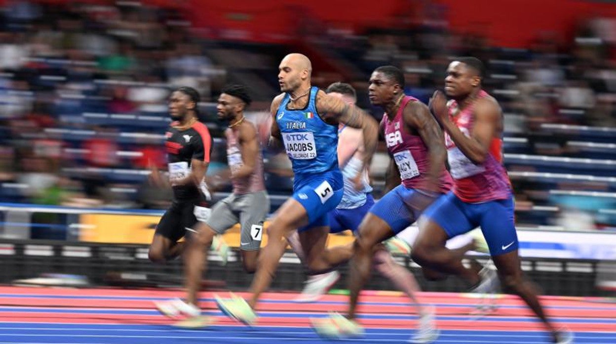 Imagen de la final de los 60 metros en el Mundial de Belgrado