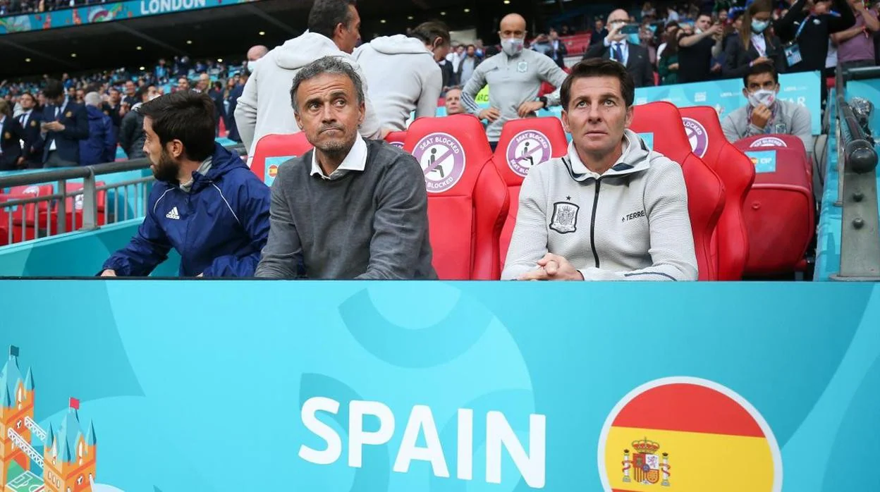 Jesús Casas, junto a Luis Enrique y Rafel Pol durante la última Eurocopa.