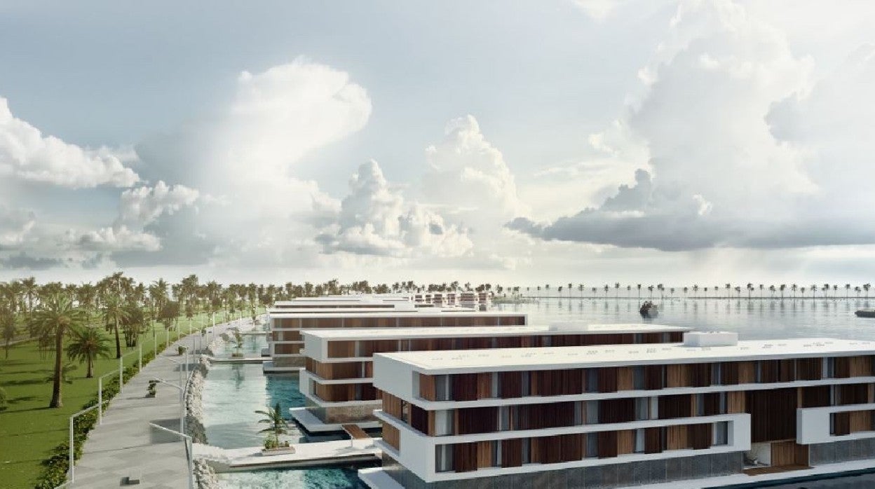 Fotomontaje de los hoteles flotantes proyectados por Qatar