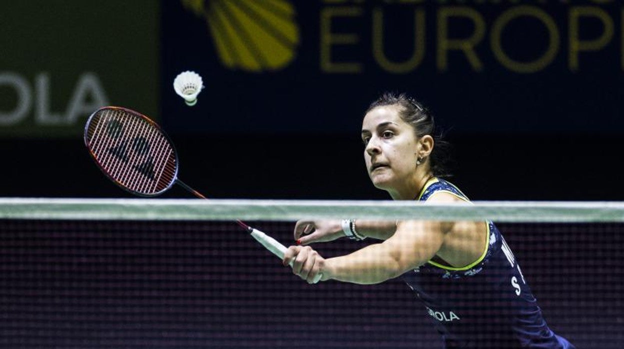 Carolina Marín, durante su primer partido del Europeo