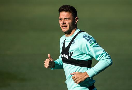 Joaquín, en un entrenamiento de esta temporada