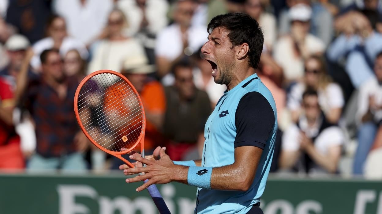 Bernabé Zapata, en su partido ante Isner