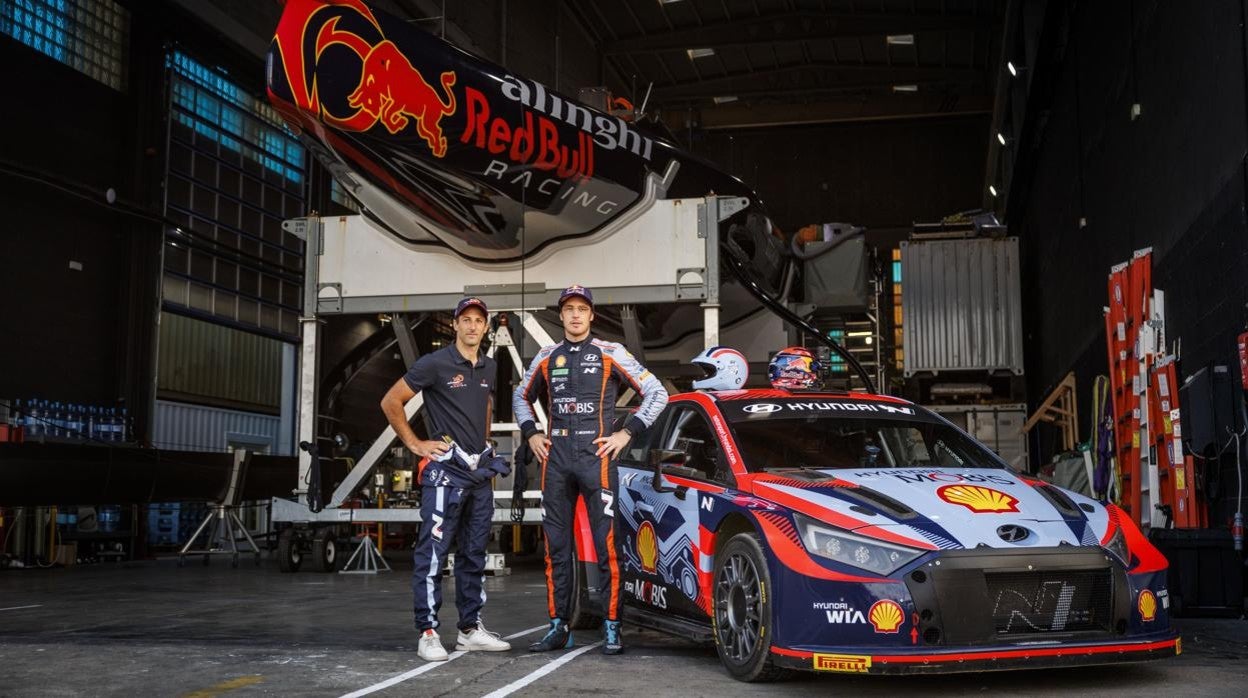 El caña de Alinghi Red Bull Racing, Arnaud Psarofaghis se une a los pilotos del WRC Dani Sordo y Thierry Neuville