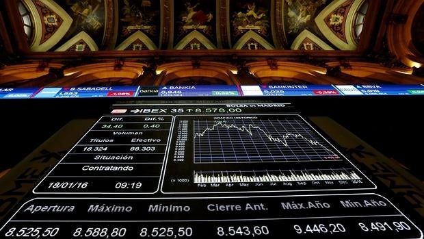 El Ibex 35 cotiza ahora mismo por debajo de los 8.500 puntos