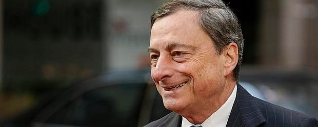 El presidente del Banco Central Europeo (BCE), Mario Draghi, a su llegada a la cumbre de líderes de la Unión Europea (UE) en Bruselas,