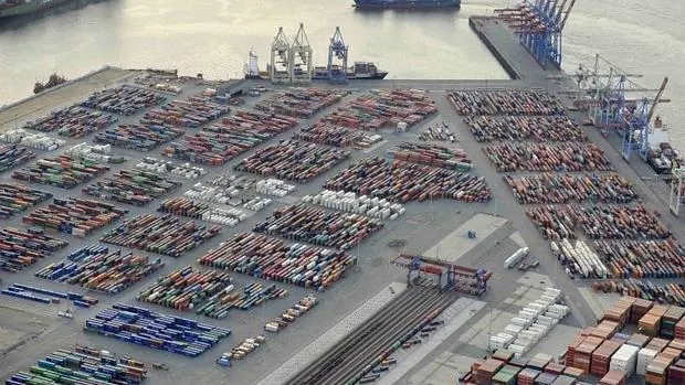 Exportaciones en el puerto de Hamburgo