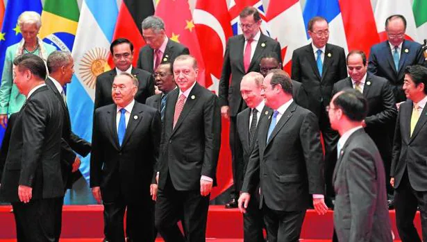 Los principales líderes de los veinte países más ricos del mundo, el G-20, durante la reunión que mantuvieron el pasado fin de semana en China