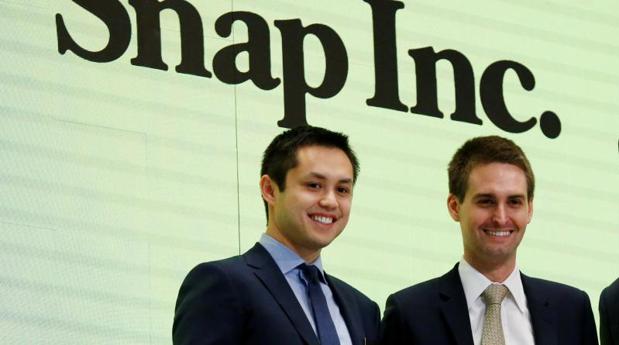 Los fundadores de Snap, Evan Spiegel and Bobby Murphy