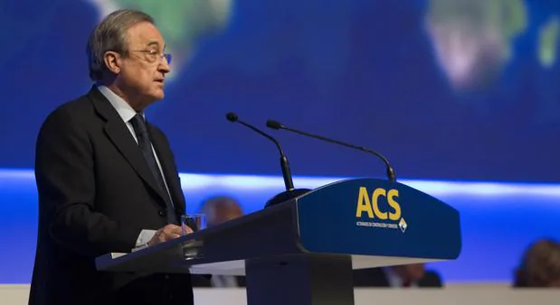 Florentino Pérez, presidente de ACS, durante la última junta de accionistas del grupo