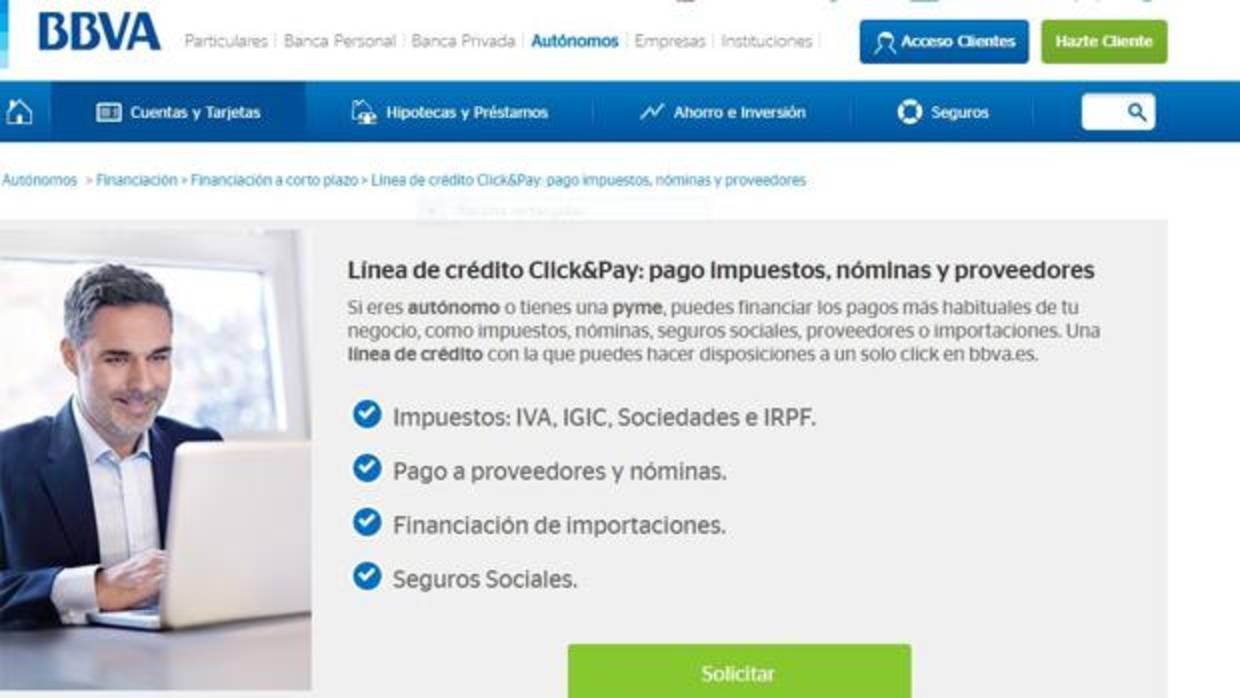 Página web de BBVA Click&amp;Pay