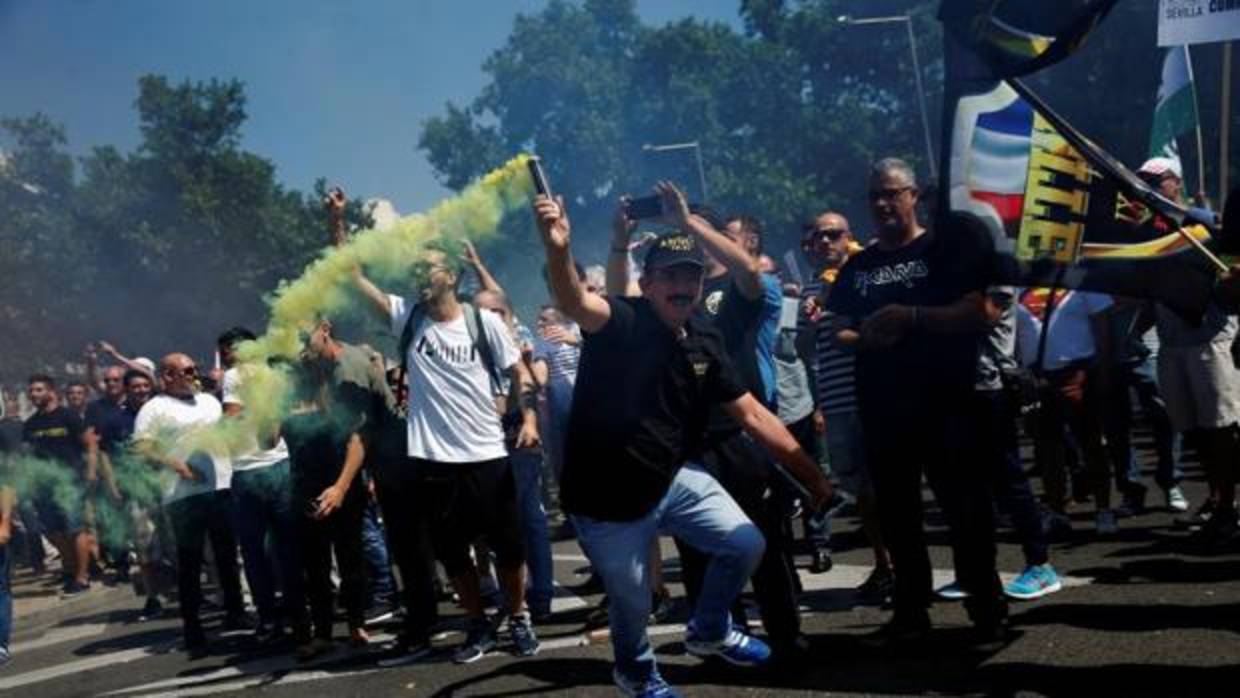 Manifestación de taxistas en Madrid