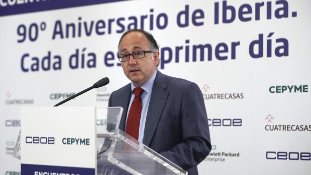 Luis Gallego, presidente de Iberia, en el acto organizado por CEOE y Cepyme