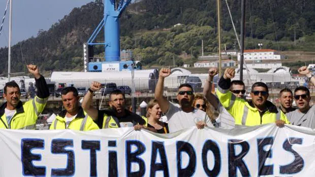 Protesta de estibadores en Vigo