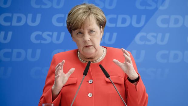 La canciller alemána, Angela Merkel, en una rueda de prensa