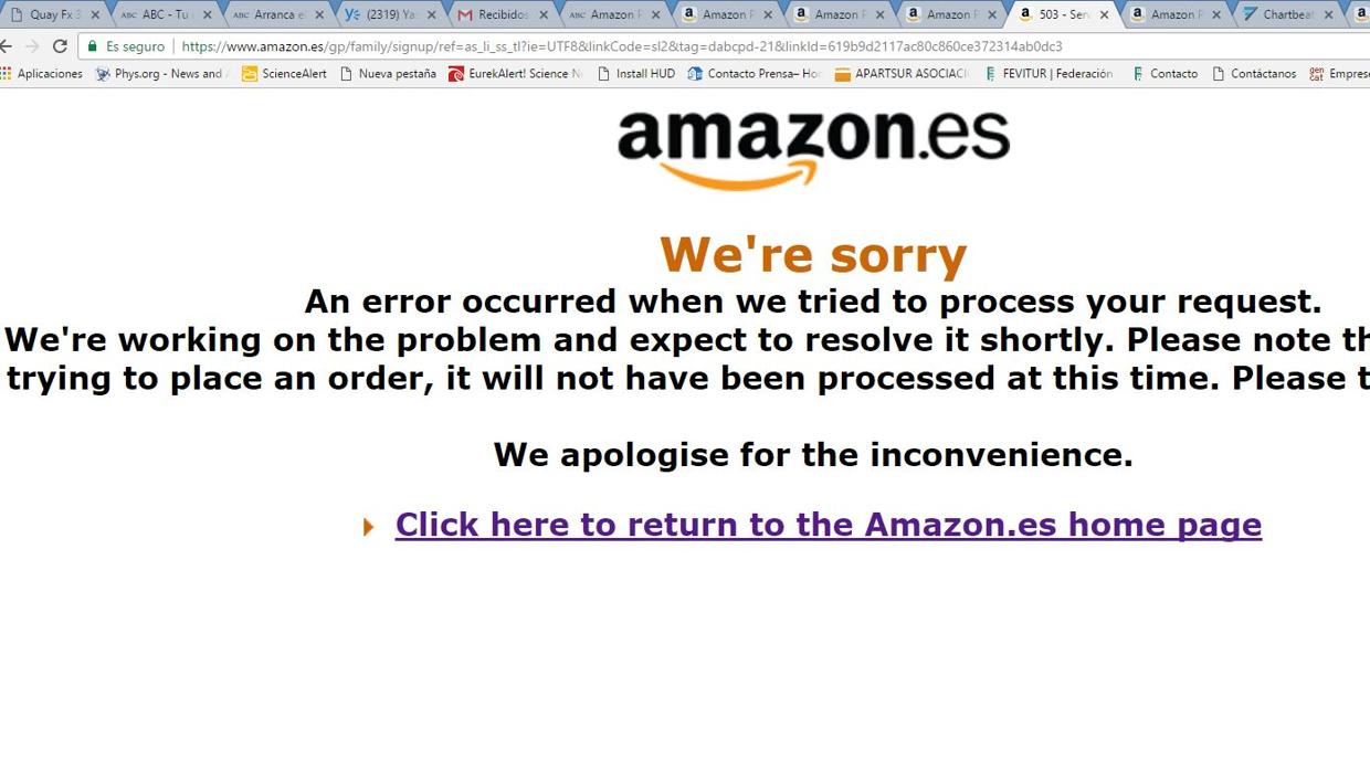 Fallos en el sitio web minutos después de estrenarse el Amazon Prime Day, que dura hasta mañana